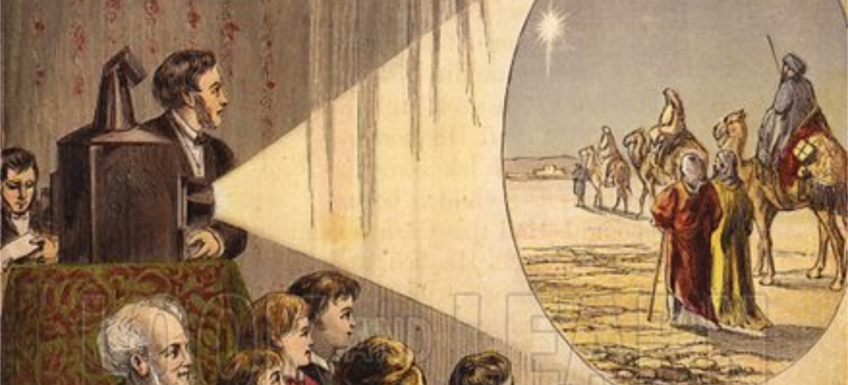 Children Watching a Magic Lantern Show of the Christmas Story